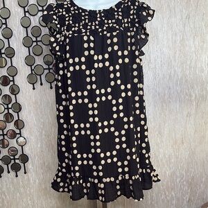 Paper Crane Black Dress with Cream Dots